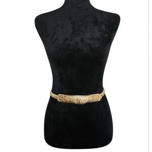 Vintage Women's Accessocraft 70s N.Y.C Gold Metal Statement Stretch Belt Size S